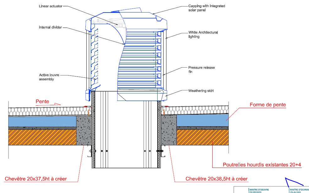 Plan d'EXE de la cheminée de ventilation