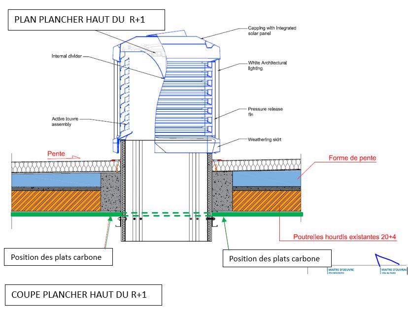 Plan d'EXE de la cheminée de ventilation